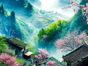 桃花源口水潺潺(桃花源口，碧水潺潺，如梦如幻)