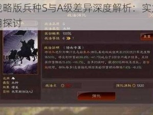 三国志战略版兵种S与A级差异深度解析：实力对比与实战应用探讨