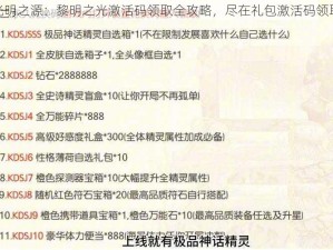 探寻光明之源：黎明之光激活码领取全攻略，尽在礼包激活码领取大全