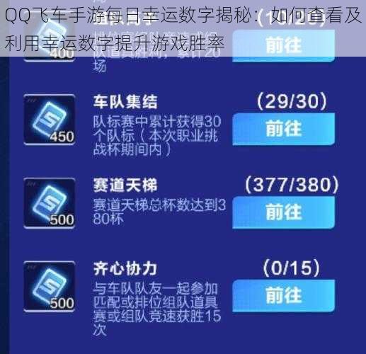 QQ飞车手游每日幸运数字揭秘：如何查看及利用幸运数字提升游戏胜率