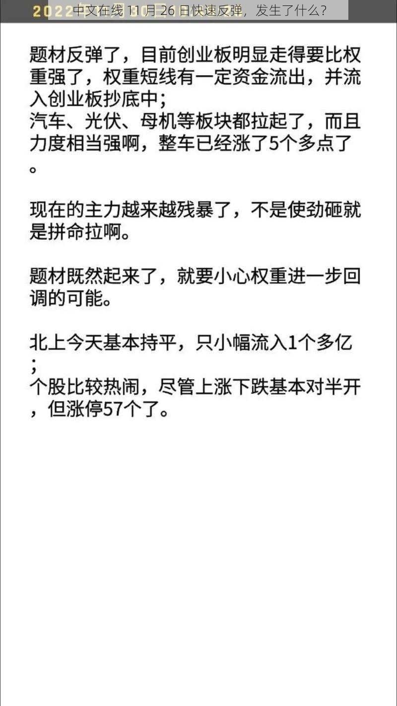 中文在线 11 月 26 日快速反弹，发生了什么？