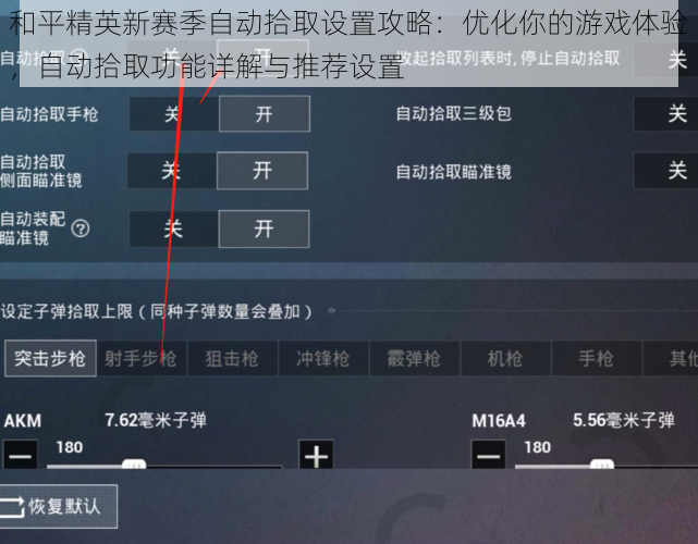 和平精英新赛季自动拾取设置攻略：优化你的游戏体验，自动拾取功能详解与推荐设置