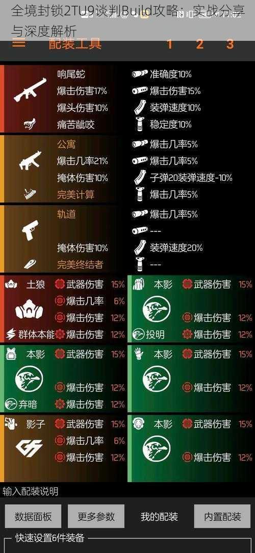 全境封锁2TU9谈判Build攻略：实战分享与深度解析