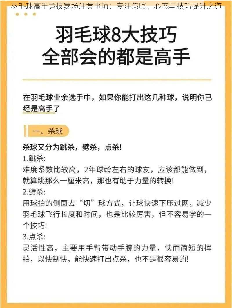 羽毛球高手竞技赛场注意事项：专注策略、心态与技巧提升之道