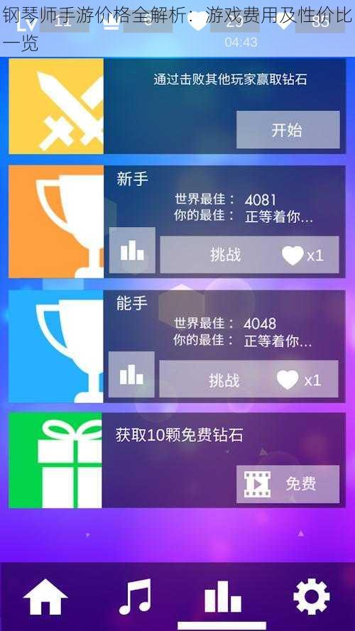 钢琴师手游价格全解析：游戏费用及性价比一览