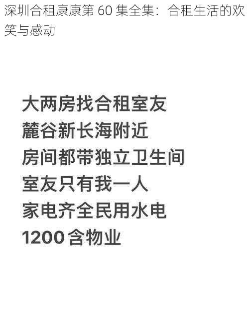 深圳合租康康第 60 集全集：合租生活的欢笑与感动