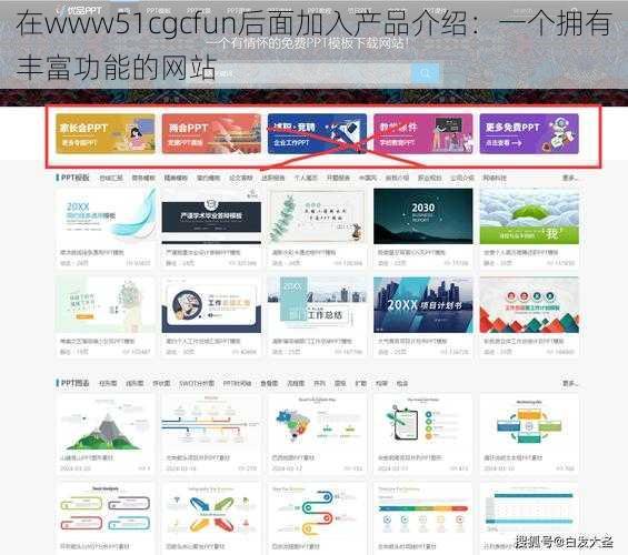 在www51cgcfun后面加入产品介绍：一个拥有丰富功能的网站