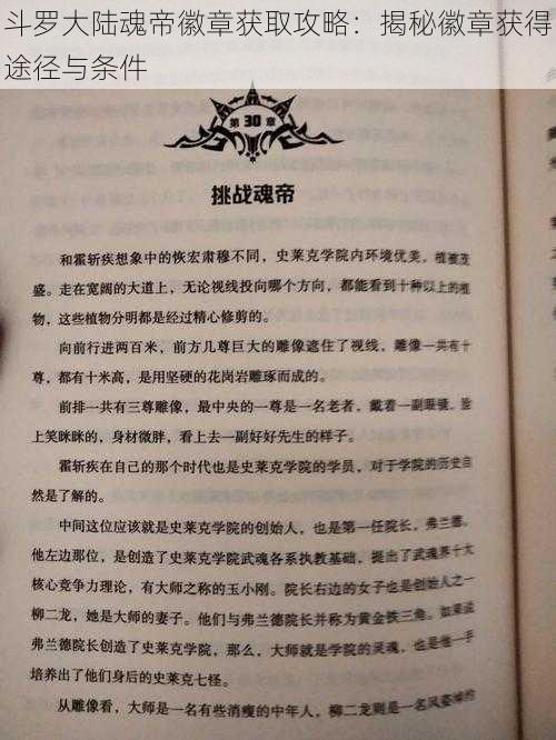 斗罗大陆魂帝徽章获取攻略：揭秘徽章获得途径与条件