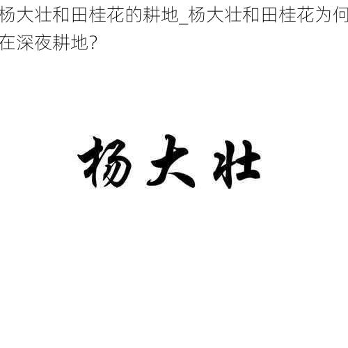 杨大壮和田桂花的耕地_杨大壮和田桂花为何在深夜耕地？