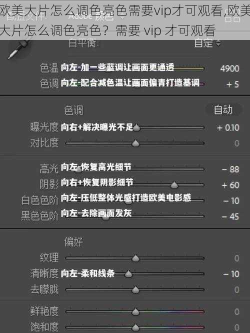 欧美大片怎么调色亮色需要vip才可观看,欧美大片怎么调色亮色？需要 vip 才可观看