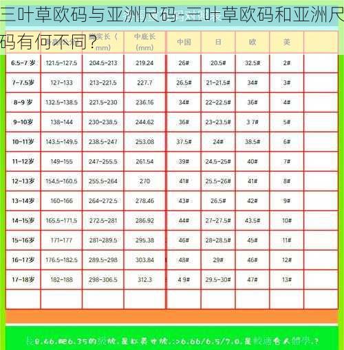 三叶草欧码与亚洲尺码-三叶草欧码和亚洲尺码有何不同？