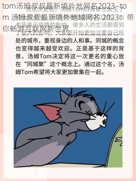 tom汤姆叔叔最新境外地网名2023—tom 汤姆叔叔最新境外地域网名 2023：带你畅游互联网新世界