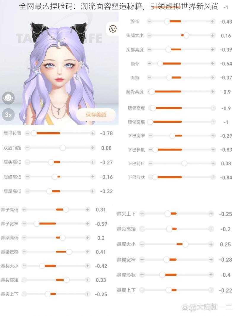 全网最热捏脸码：潮流面容塑造秘籍，引领虚拟世界新风尚