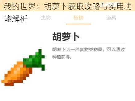 我的世界：胡萝卜获取攻略与实用功能解析