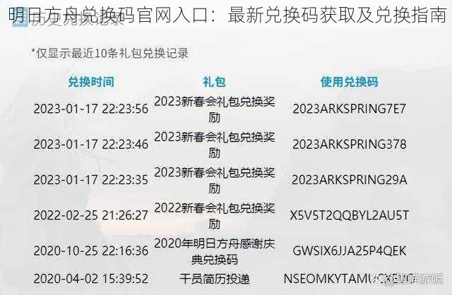 明日方舟兑换码官网入口：最新兑换码获取及兑换指南