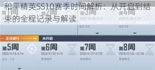 和平精英SS10赛季时间解析：从开启到结束的全程记录与解读